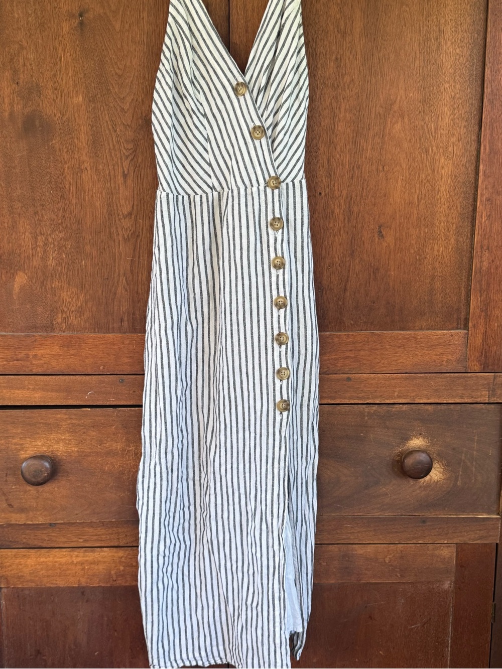 Urban Outfitters White and Black Striped Button-Front Maxi Dress